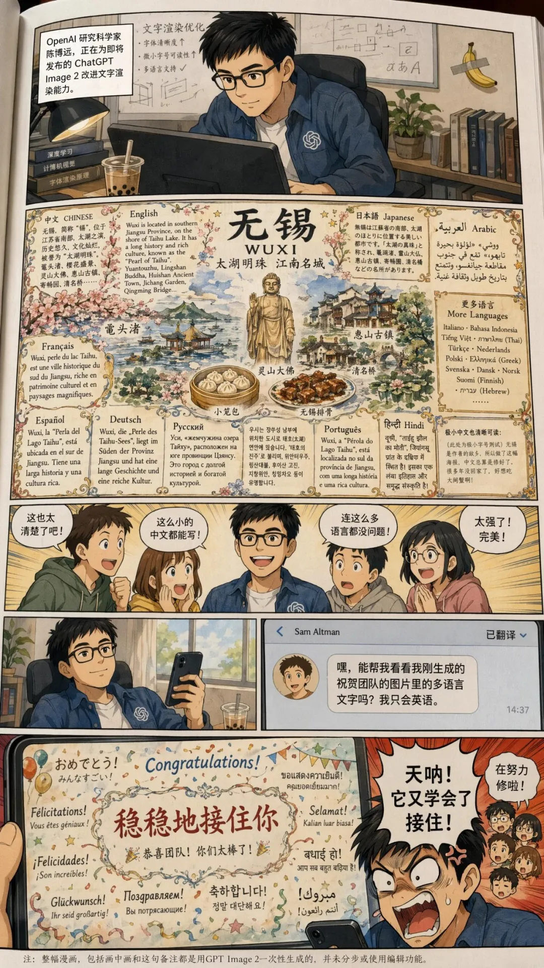 AI image generation multilingual comic example
